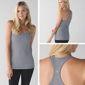 LULULEMON Cool Racerback Size 6 Gingham Luon White Black